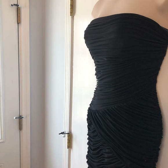 Black Fit & Flair Prom Dress Mermaid Rouched - Picture 3 of 6